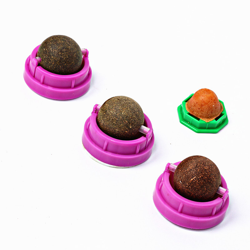 Amazon popular Bola de juguete catnip 4 Pack gato bola de energía plata ratán juguete gato lamiendo y masticando gato juguete