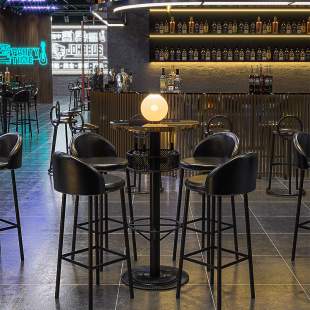 Retro Loose Table Bar High Chair Clear Bar Industrial Style Bar Chair Commercial High Stool Bistro Table and Chair Combination