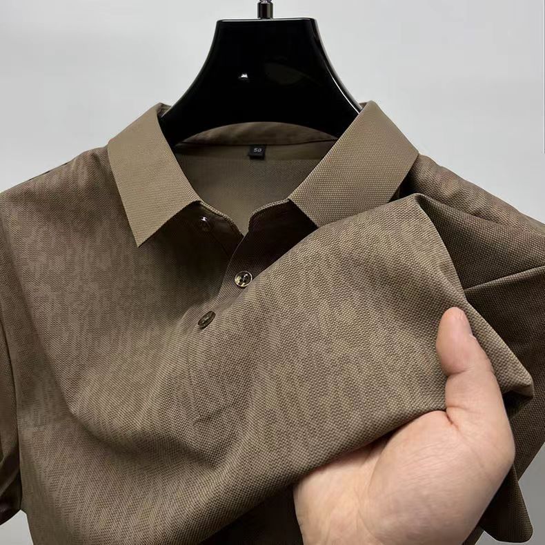 High-end Camouflage Ice Silk Short-sleeved T-shirt Men's Shirt Collar Summer Fashionable Paul Polo Shirt Men's Half-sleeved Traceless Clothes