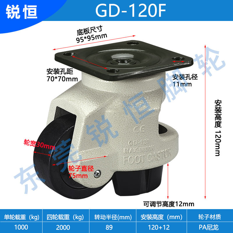 福馬輪GD-40F60F80F100F120F150FS重型ユニバーサルホイールアルミ形材水平調節キャスター|undefined