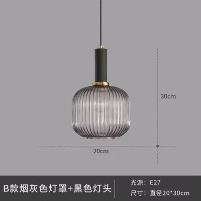 Moderno simple araña creativa comedor sala de estar bar dormitorio linterna de cristal rayado sola cabeza pequeña araña