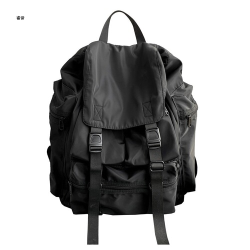  new ins street work wear functional dark drawstring backpack student large capacity school bag for men and women