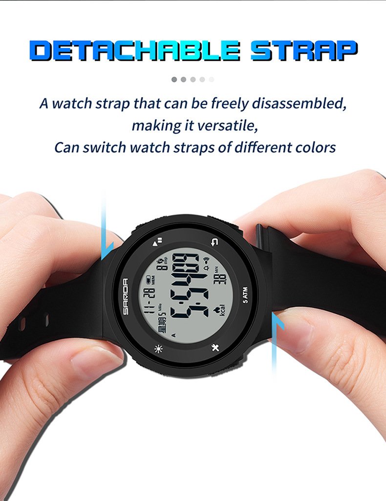 SANDA Watch Step Calories Multifunctional Luminous Waterproof Outdoor Mountaineering Electronic Watch_voghion.com