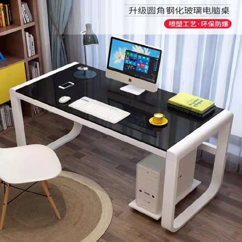 Computer Desk Personalized Studio Widened Tempered Glass Home Writing Desk Space-Saving Simple Room Reading