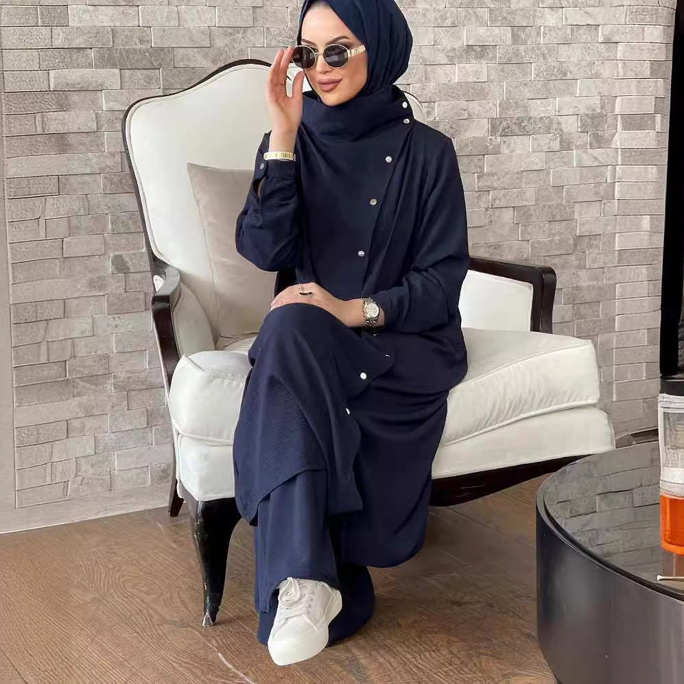 Muslim women's clothing Arabic style two-piece 2024 Spring Autumn new long sleeved shirt and pants set_voghion.com