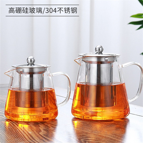 Factory glass teapot, flower tea pot, stainless steel filter teapot, glass brewing teapot, brewing glass pot