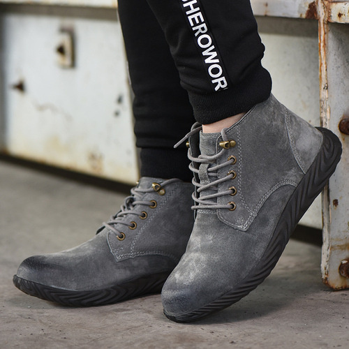 New style non-gluing, non-soling, pigskin labor protection shoes, safety protective shoes, anti-smash, anti-puncture, steel toe toe work shoes
