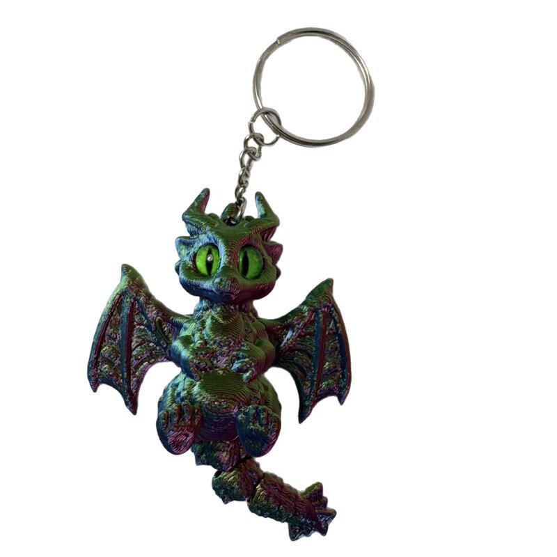 国境を越えた 3D プリント西洋ドラゴンリトルフライングドラゴンキーホルダー関節可動ペンダント動物おもちゃモデル装飾品|undefined