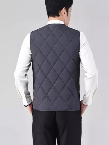 New 2025 Autumn/Winter Men's Fleece Lined Thick Warm Insulated Vest Cozy Cold Proof Large Size Middle-Aged & Elderly Korean Style Shoulder Jacket Father's Gift