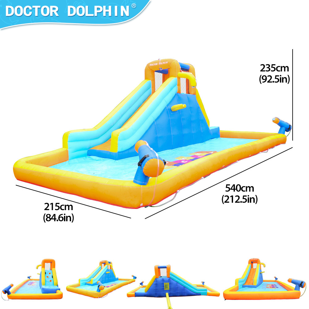 Castillo Inflable Infantil Doctor Dolphin, Pequeño Tobogán Acuático Inflable para Exteriores, Castillo Inflable para Fiestas en Casa