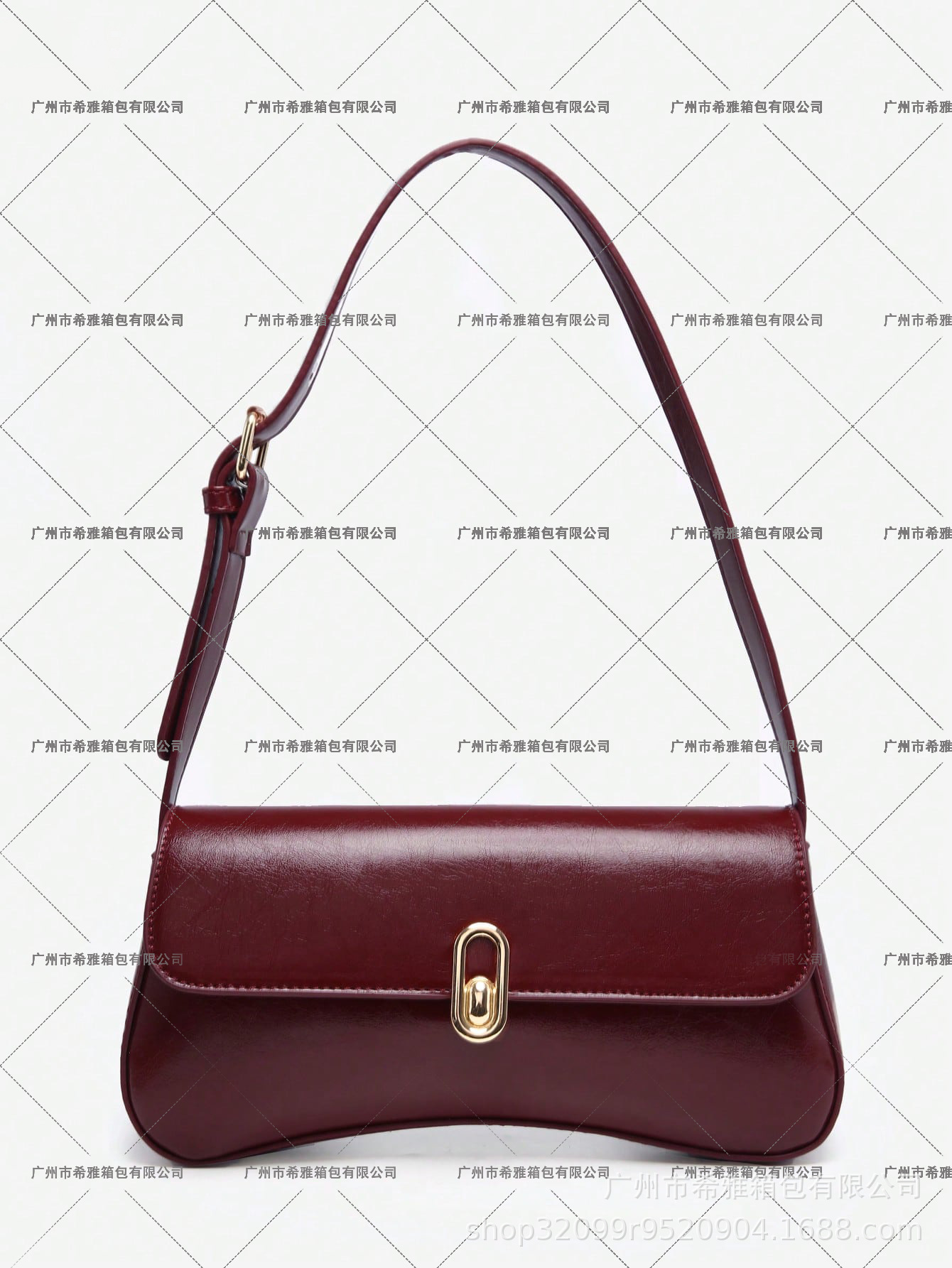 Women's Fashion Retro Angola Red Faux Oil-Wax Leather Clasp Shoulder Bag Underarm Flap Baguette Bag - Thumbnail 2