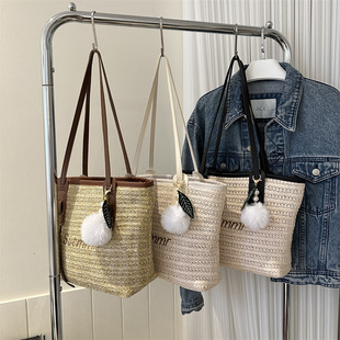 Large Capacity Woven Fashionable Elegant Handbag 2023 Summer New Stylish Shoulder Underarm Bag Straw Tote Bag