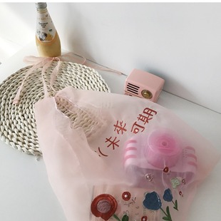 Manufacturer Produces New Embroidered Mesh Bags, Lightweight and Large-Capacity Organza Handbags, Lightweight and Transparent Handbags