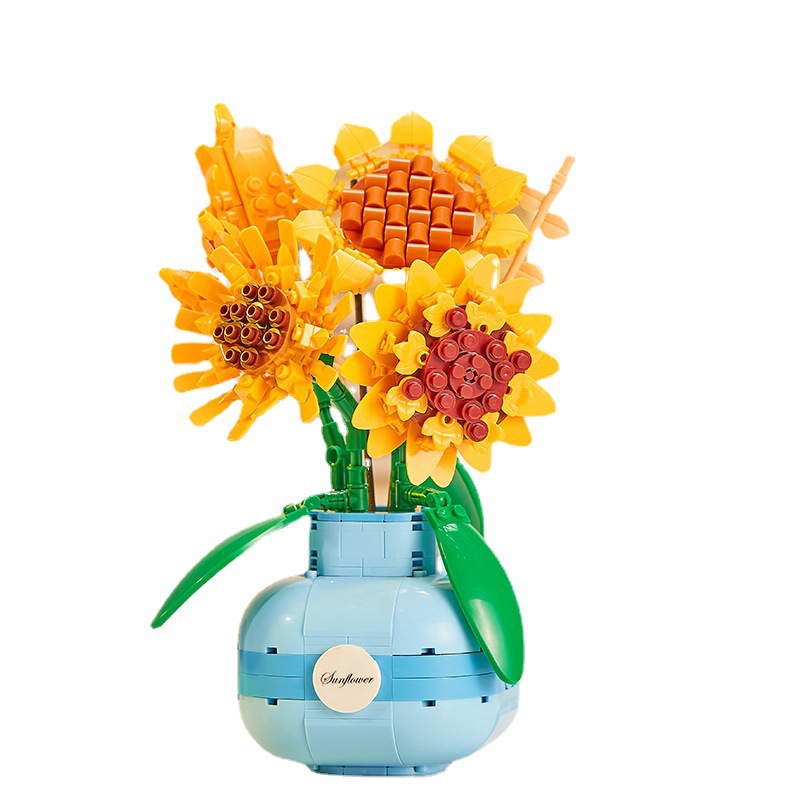 Compatible con bloques de construcción de Lego flor Día del maestro Día de San Valentín regalo rompecabezas montado juguete decoración flor cara Té Idioma