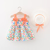 Summer straps, dress with bow girl's, floral print