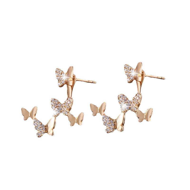 Pendientes de mariposa de oro de la joyería de Xupin elegantes pendientes de nicho diseño de las mujeres pendientes de dos piezas de lujo ligero de alto grado image 7