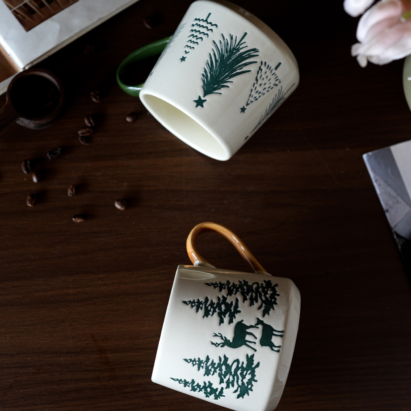 Taza de cerámica del árbol de Navidad taza de café de oficina en el hogar taza de leche taza de pino taza de agua de desayuno