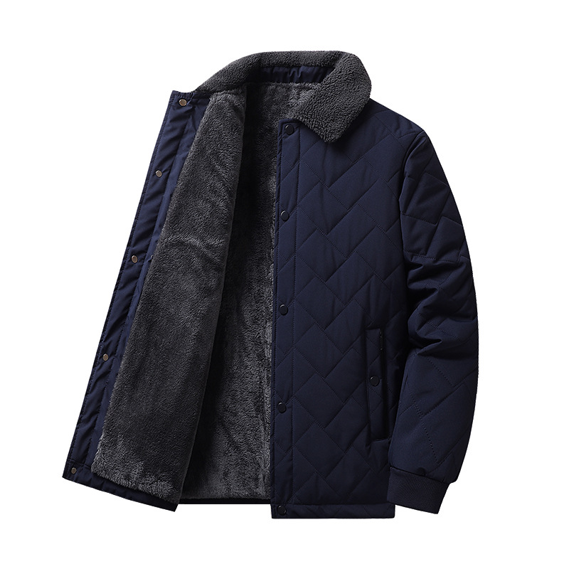 Ropa de invierno chaqueta de algodón hombre de mediana edad y chaqueta de algodón de invierno caliente papá con solapa de algodón tamaño grande