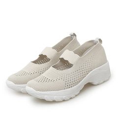 2021春季夏新款多色女鞋跨境外貿輕便女鞋厚底增高休閒鞋套腳網鞋