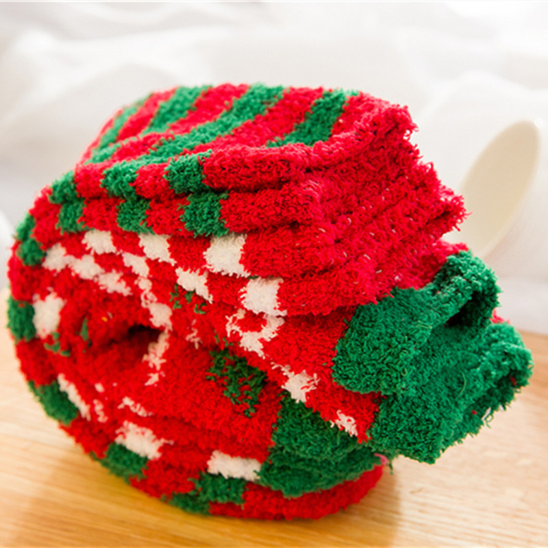 Efterår og vinter Elg Ældre Varm Halvvoksen Jul Kvinder Tykke Håndklæder Coral Velvet Sokker_voghion.com