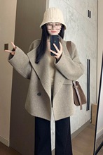 韩系羊毛呢子大衣女新款小个子宽松毛呢外套气质秋冬款慵懒风