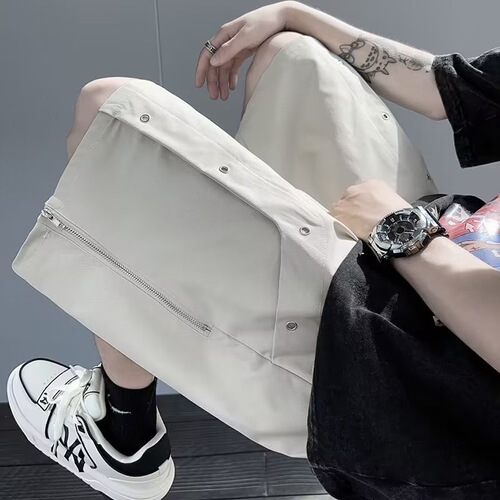 American work-style shorts for men, summer loose sports five-pocket pants, trendy brand high street ice silk cool casual mid-rise pants