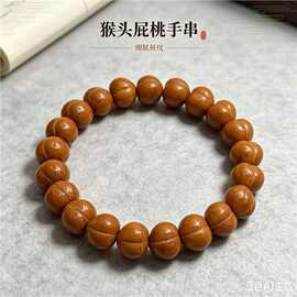 天然原色文玩小桃核单圈凤羽猴头土豪京八棱手串男女盘玩佛珠手链