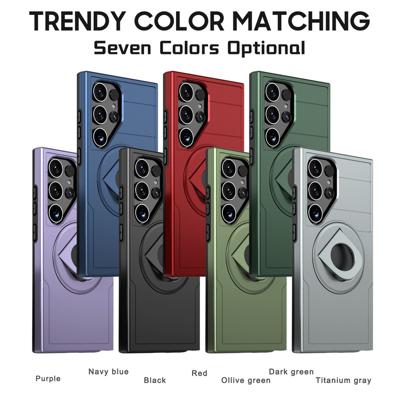 For Samsung S25ultra mobile phone case 360 rotating bracket wireless charging S23ultra push window protective cover