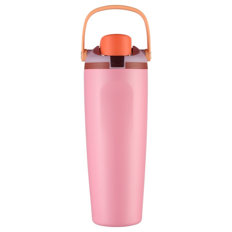 Nuevo vaso aislado de gran capacidad y elegante para usar en el coche, vaso portátil para frutas de 30 oz, vaso para hielo 304 con doble opción de bebida y pajita.