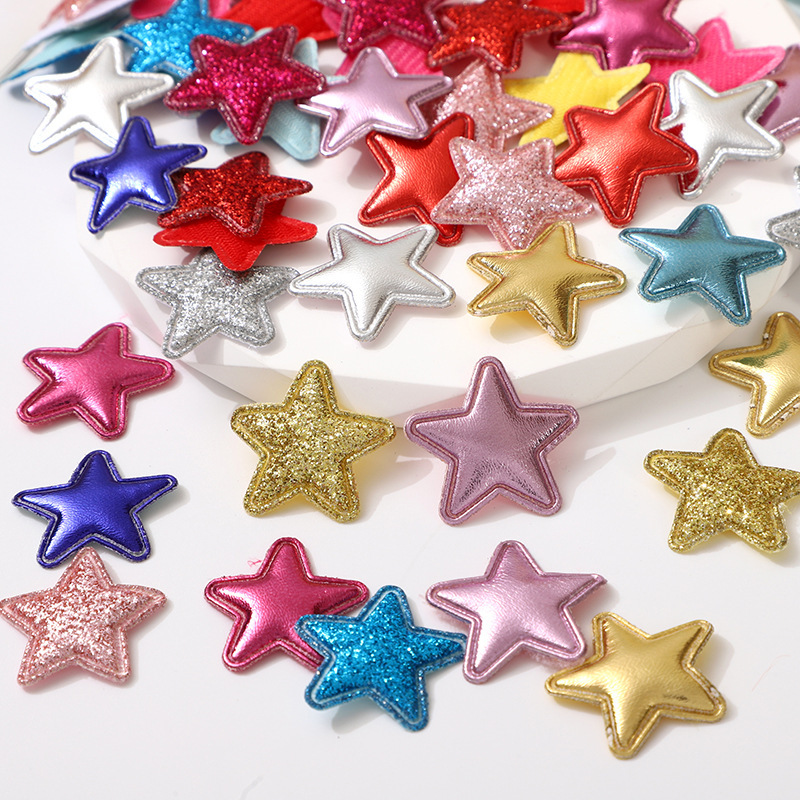 Ultrasonic Embossed 2.5cm Gold Powder Five-Pointed Star DIY Handmade Hairpin Hair Accessories Clothing Accessories Manufacturer Wholesale Accessories
