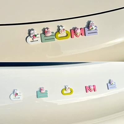 Suitable for 26 Geely Xingyue Models, Body sticker - pink-rabbit-peach-combo-star-wish-front-rear-car-letter-emblem-color-block