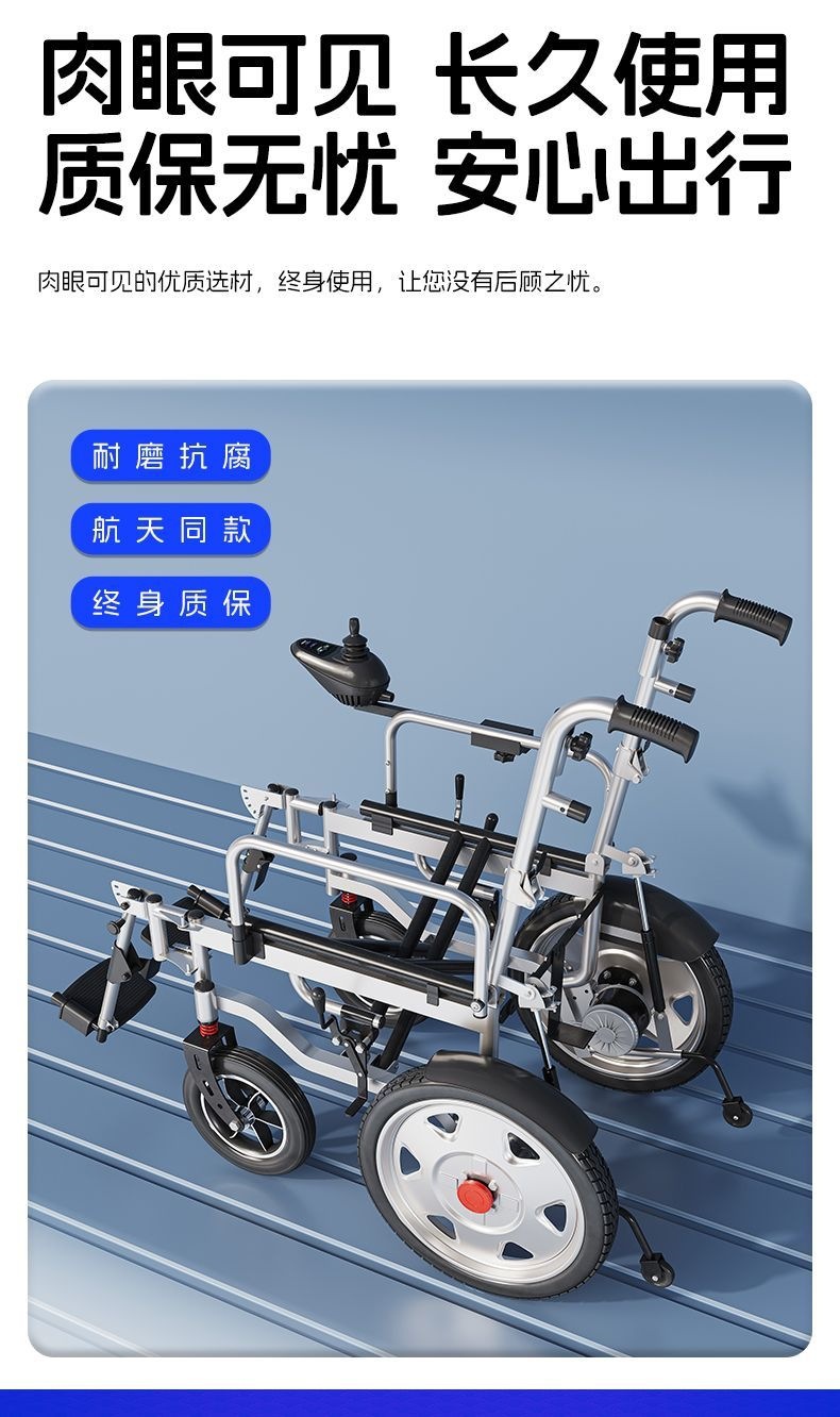 Senli Fully Automatic Intelligent Electric Wheelchair for Elderly and Disabled People, Foldable Lightweight Four-Wheel Mobility Scooter