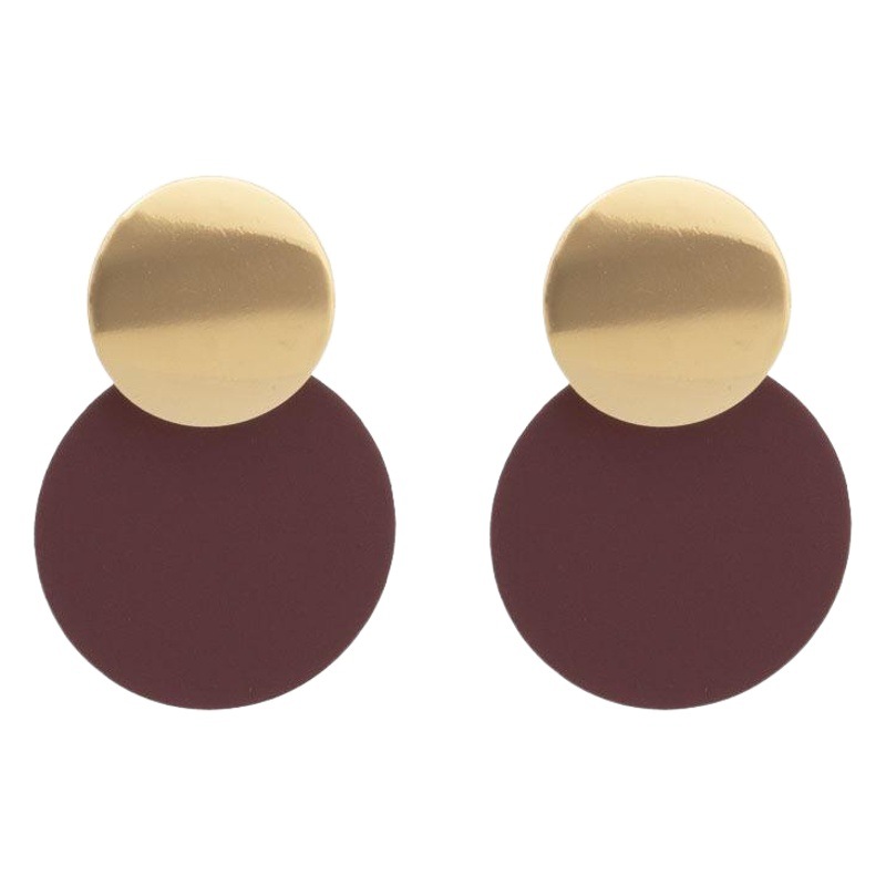 Pendientes geométricos de aro y disco estilo diosa con look frío, esmaltados o pintados, exclusivo para comercio transfronterizo