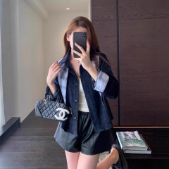 ED9101设计感小众 复古时髦减龄显瘦领结衬衫薄短外套女秋新款