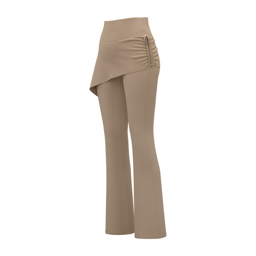 Juyi Tang Puff Wrinkle Bell-bottom Pants False Two-piece Micro-waist High-waist Hip-lifting Yoga Pants