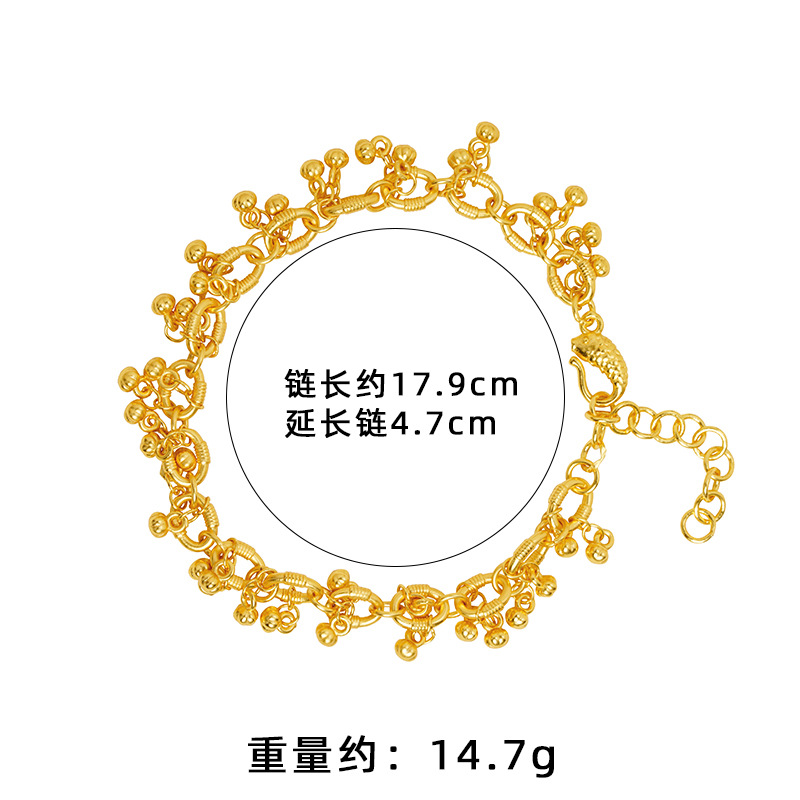 Viejo oro de arena de moda lujosa ligera y frutífera, pulsera de tendencia nacional femenina, joyas que no se desvanecen durante mucho tiempo