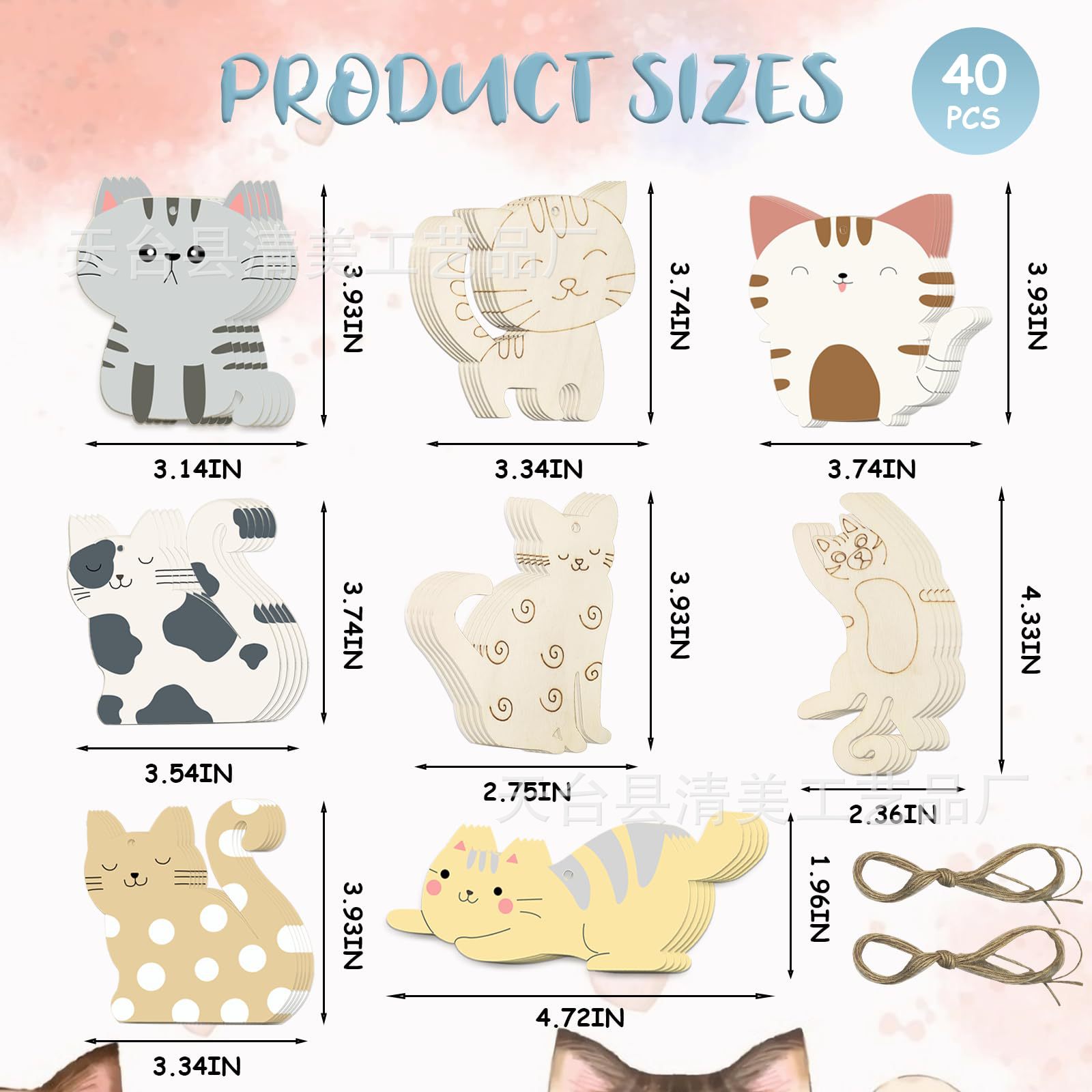 5 estilos de proyectos creativos inacabados Forma de gato de madera Regalo para amantes de los gatos Tema de los animales Decoración