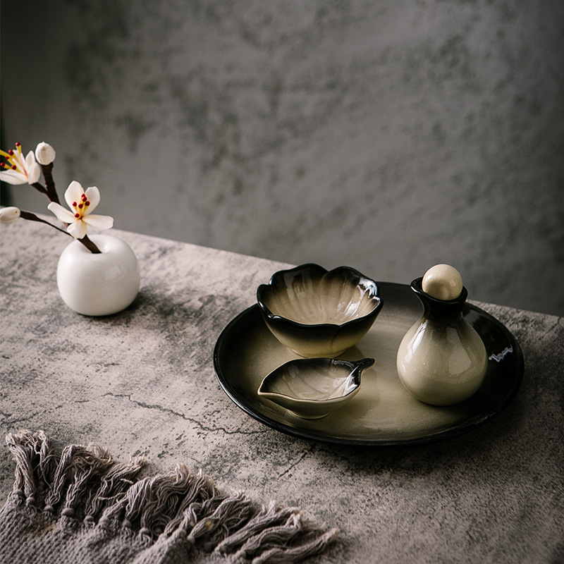 8-inch round pad plate * Narcissus Bowl * oil bottle * leaf plate