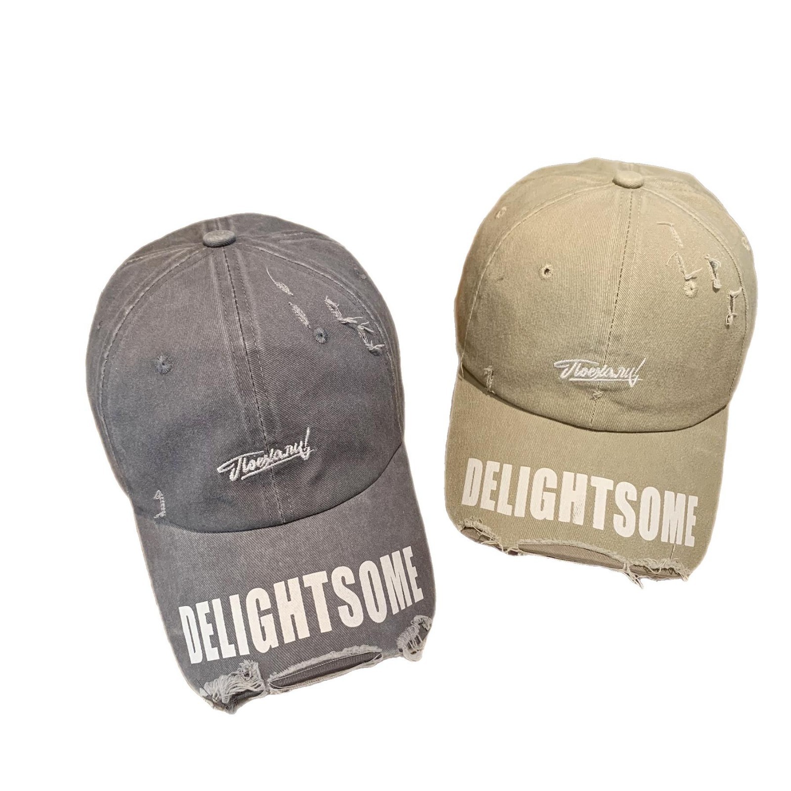 Retro estilo americano viejo lavado agujero sombrero de béisbol mujer primavera y otoño letras versátiles muestran cara gorra de lengua de pato hombre moda