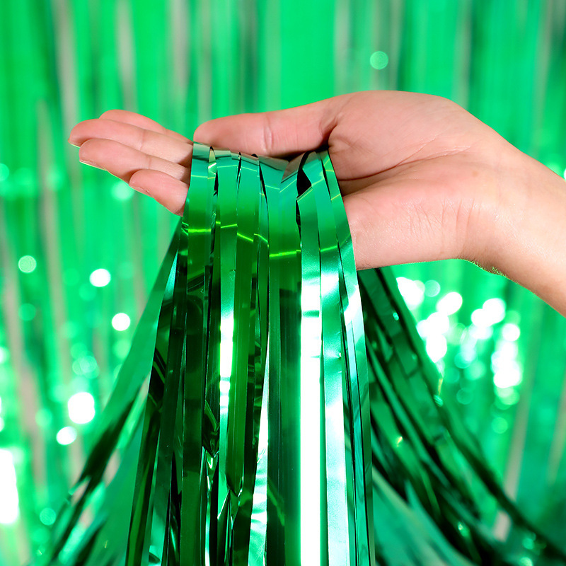 Cortina de lluvia mate mate mate fiesta de cumpleaños fondo de boda decoración de pared diseño brillante cuadrado cortina de lluvia borla