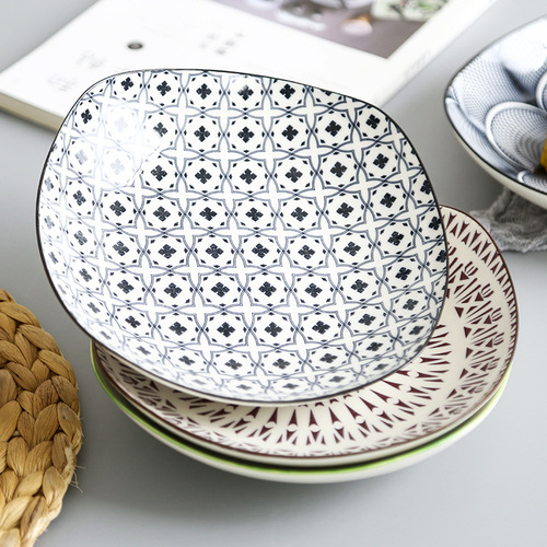 7-inch Nordic modern minimalist style underglaze ceramic tableware hotel home deep square small meal plate