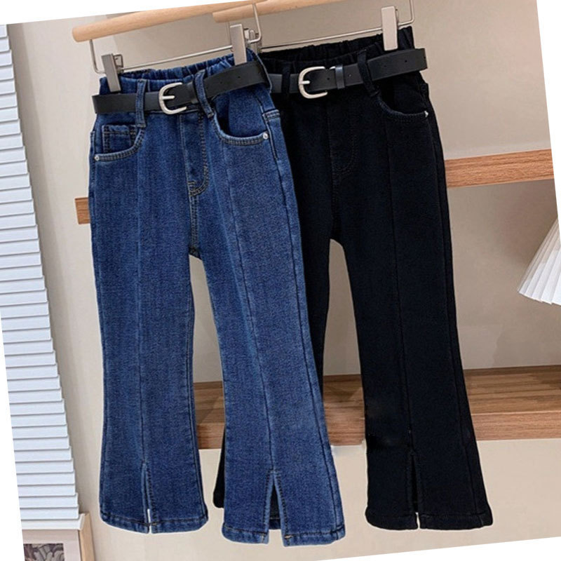 26 primavera y otoño nuevos jeans negros de niñas niños azul coreano delgado elegante coreano gorillas