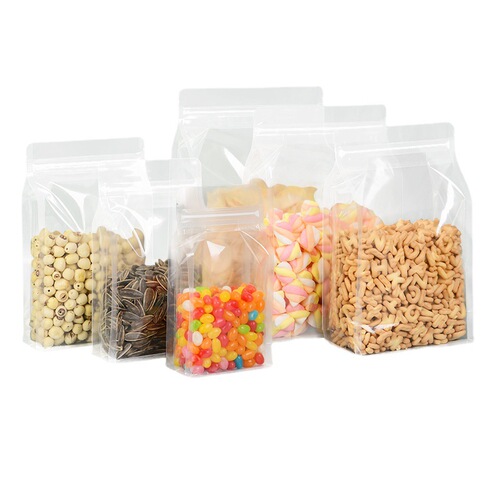 Transparent eight-side sealing bag, thickened stand-up bag, snacks, peanut tea, rice ziplock bag, cat and dog food packaging bag printing