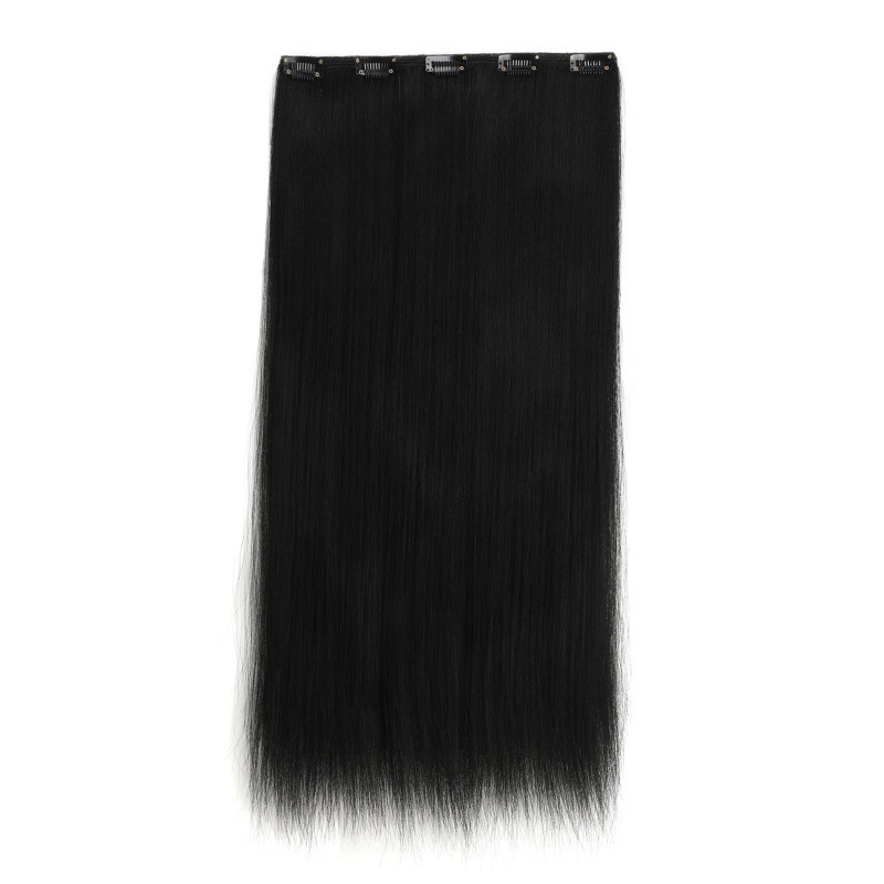 Europa y los Estados Unidos 7 piezas de seda de alta temperatura clip cabello extensión de cabello para mujeres cabello largo recto cortina de cabello al por mayor stock