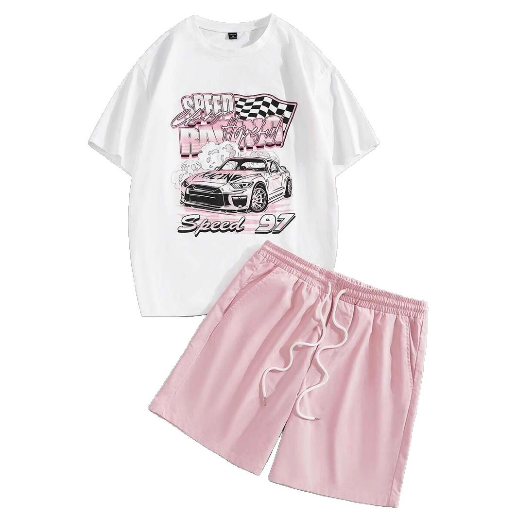 Traje de hombre Camiseta Traje de hombre Cuello redondo Pantalones cortos con cordón de manga corta Carreras Junior Graffiti Impresión digital 3D