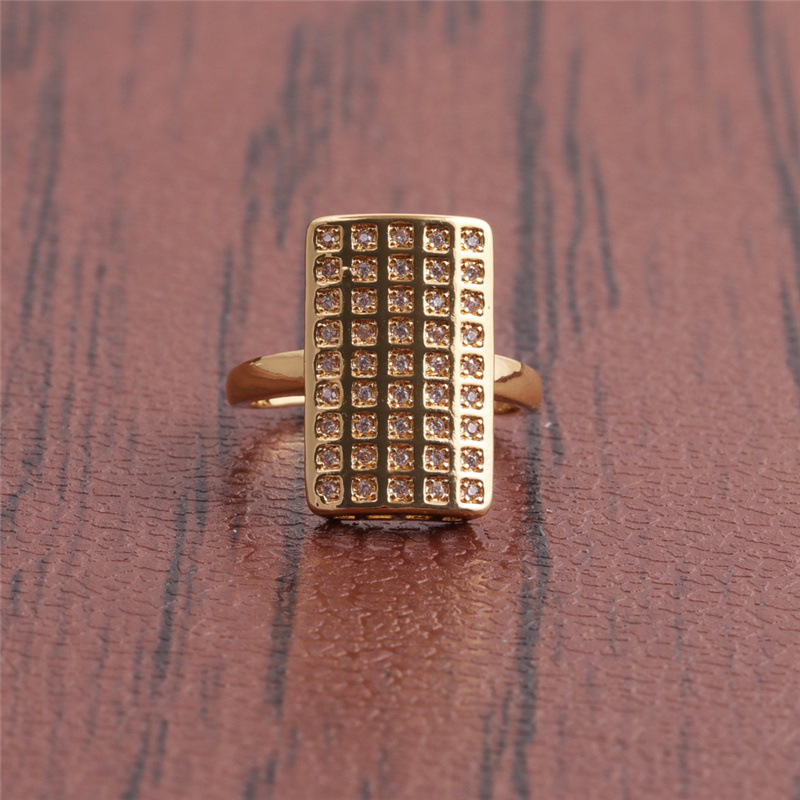 Simple Rectangular Multi-row Zircon Opening Adjustable Copper Ring display picture 5