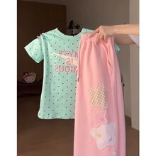 韩系多巴胺甜辣妹波点字母短袖t恤女夏夏修身显瘦设计感百搭上衣