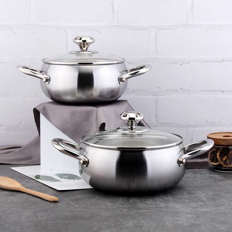 COOKONE18 / 10 acero inoxidable diamantes de doble oreja tambor olla de cocina gruesa olla de cocina 304 olla de gachas domésticas