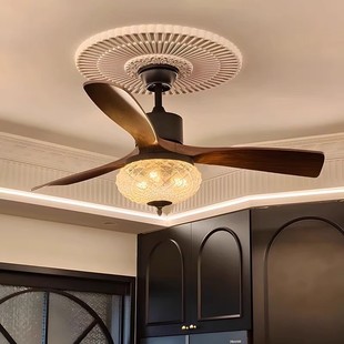 Middle Ages Bauhaus Ceiling Fan Lamp Vintage American French Household Living Room Bedroom Dining Room Homestay Ceiling Fan Integrated Lamp