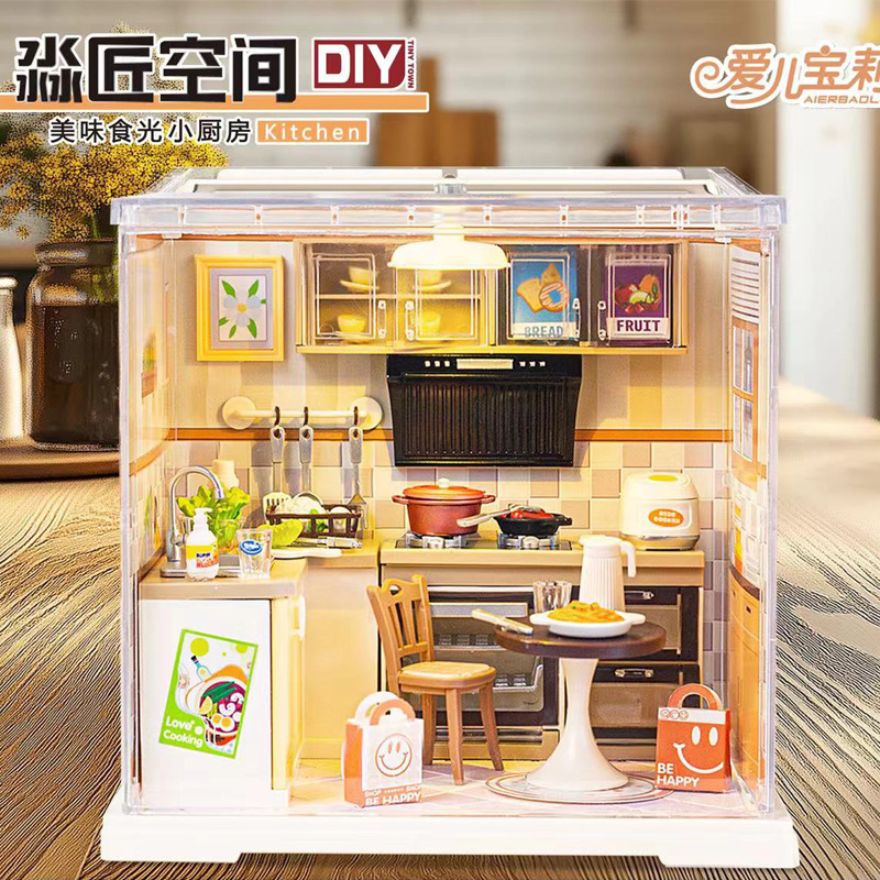 Juguetes de puzzle DIY hechos a mano cabina ensamblaje mini casa escena modelo de bloques de construcción juguetes regalos para chicas